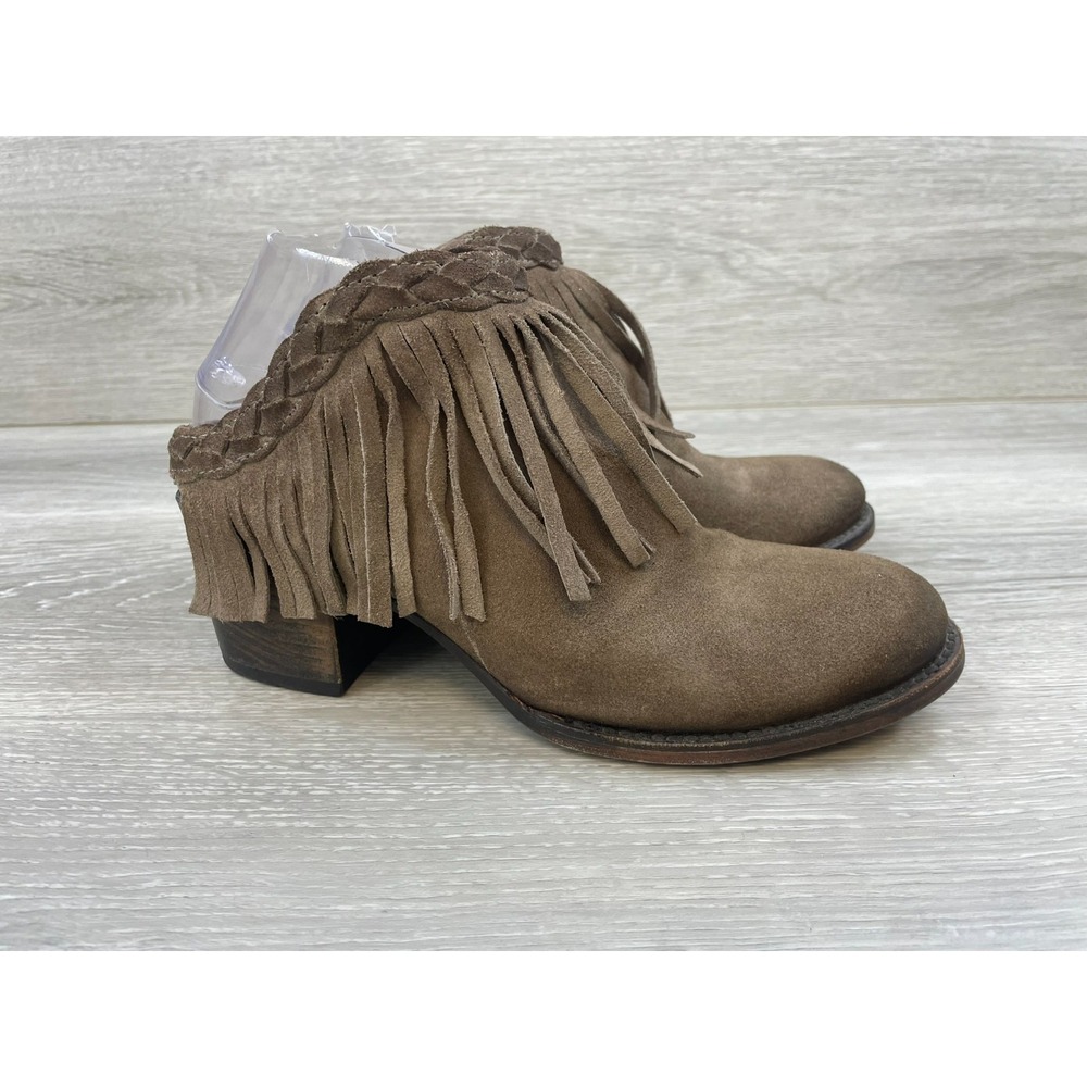 Freebird by Steven Lucy Women's 9 Brown Mule Leather Bootie Fringe Western Gypsy